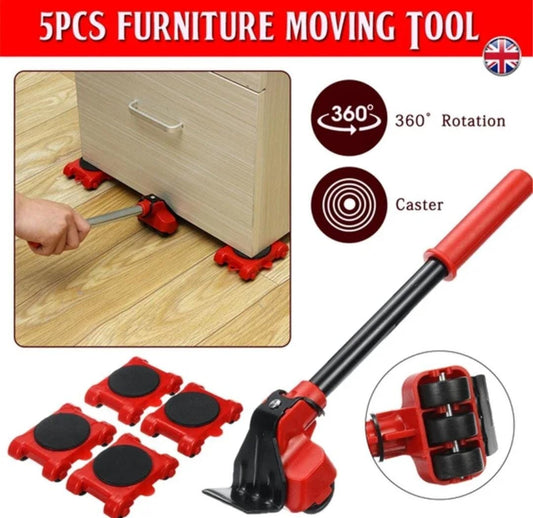 5 - in - 1 Heavy Furniture Mover Tool Set | Lifter & Roller Kit - Flashkart Pakistan