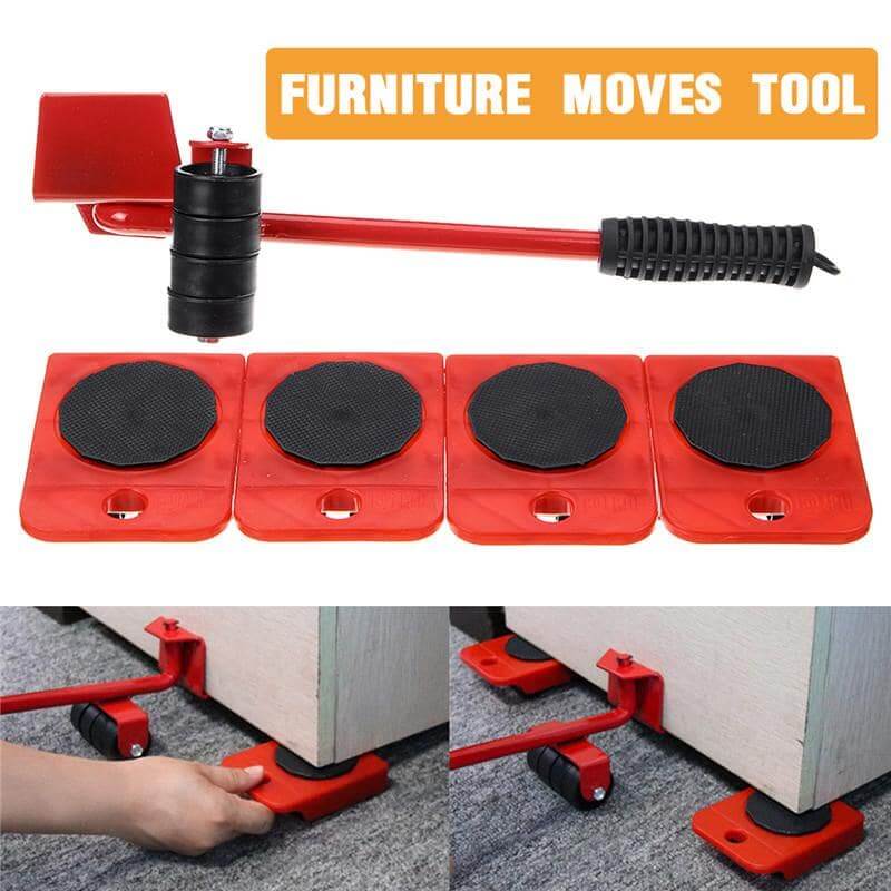 5 - in - 1 Heavy Furniture Mover Tool Set | Lifter & Roller Kit - Flashkart Pakistan