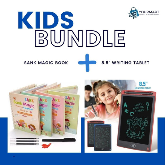 8.5 Inch Multi - Color LCD Writing Tablet Random Colors + 4 - in - 1 Sank Magic Book Practice - Flashkart Pakistan