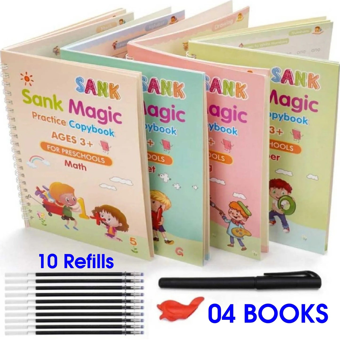8.5 Inch Multi - Color LCD Writing Tablet Random Colors + 4 - in - 1 Sank Magic Book Practice - Flashkart Pakistan