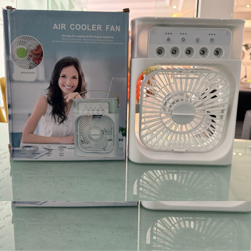 9 Inch Mist Fan | Portable Air Conditioner Fan | Mist Water, And Humidifier Function | Led Night Light Water Mist | Random Color - Flashkart Pakistan