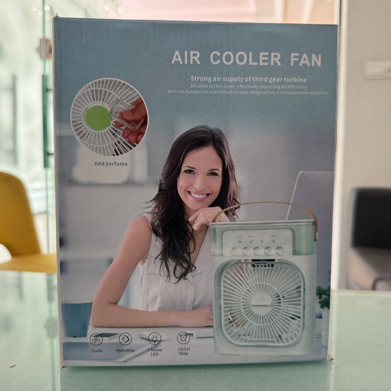 9 Inch Mist Fan | Portable Air Conditioner Fan | Mist Water, And Humidifier Function | Led Night Light Water Mist | Random Color - Flashkart Pakistan