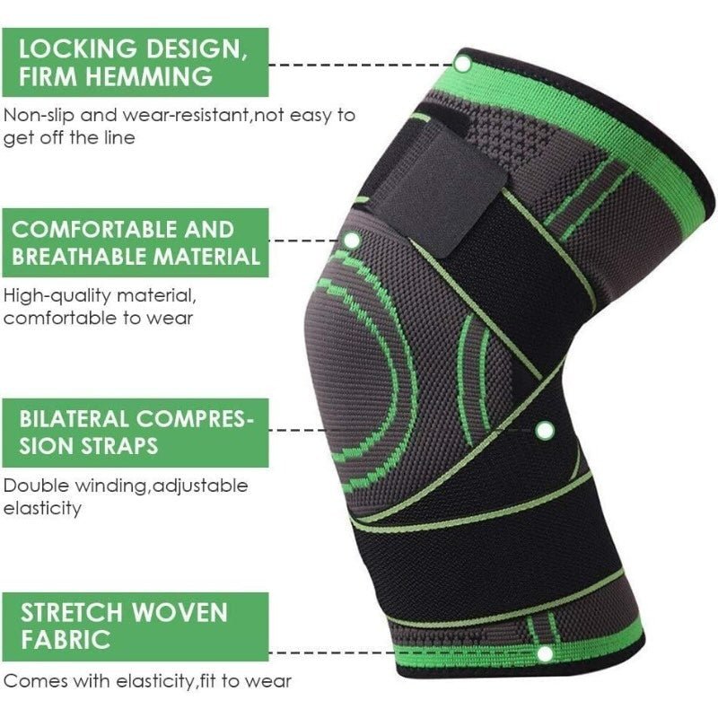 Adjustable 3D Knee Support Band | Pressure Weave Brace for Men & Women| 1 PC - Flashkart Pakistan