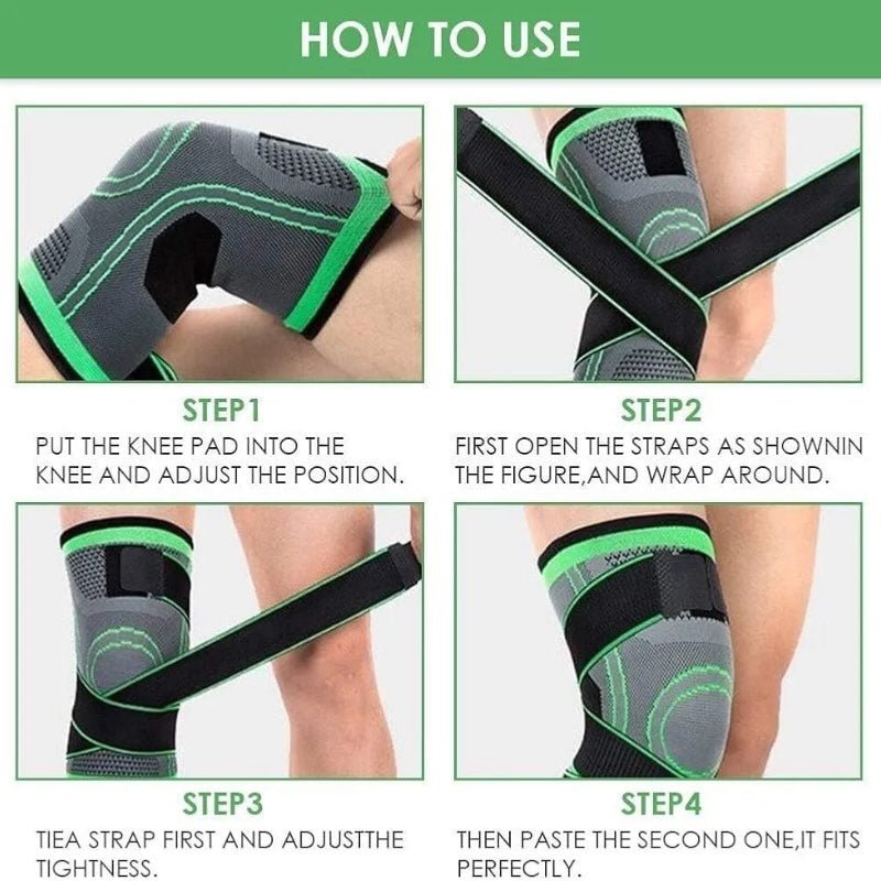 Adjustable 3D Knee Support Band | Pressure Weave Brace for Men & Women| 1 PC - Flashkart Pakistan