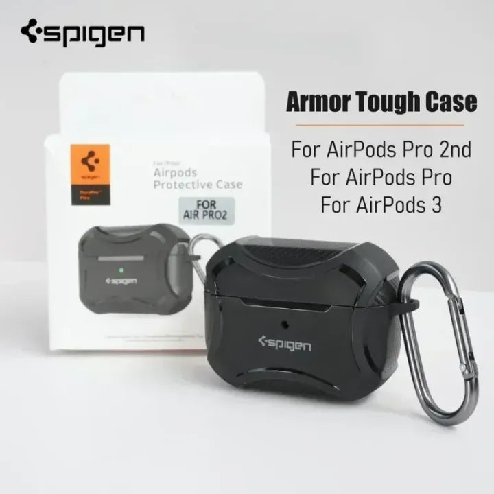 Airpods Protective Case | Pro 2/Pro/Airpods 3 Full Protective Case with Metal Hook - Flashkart Pakistan