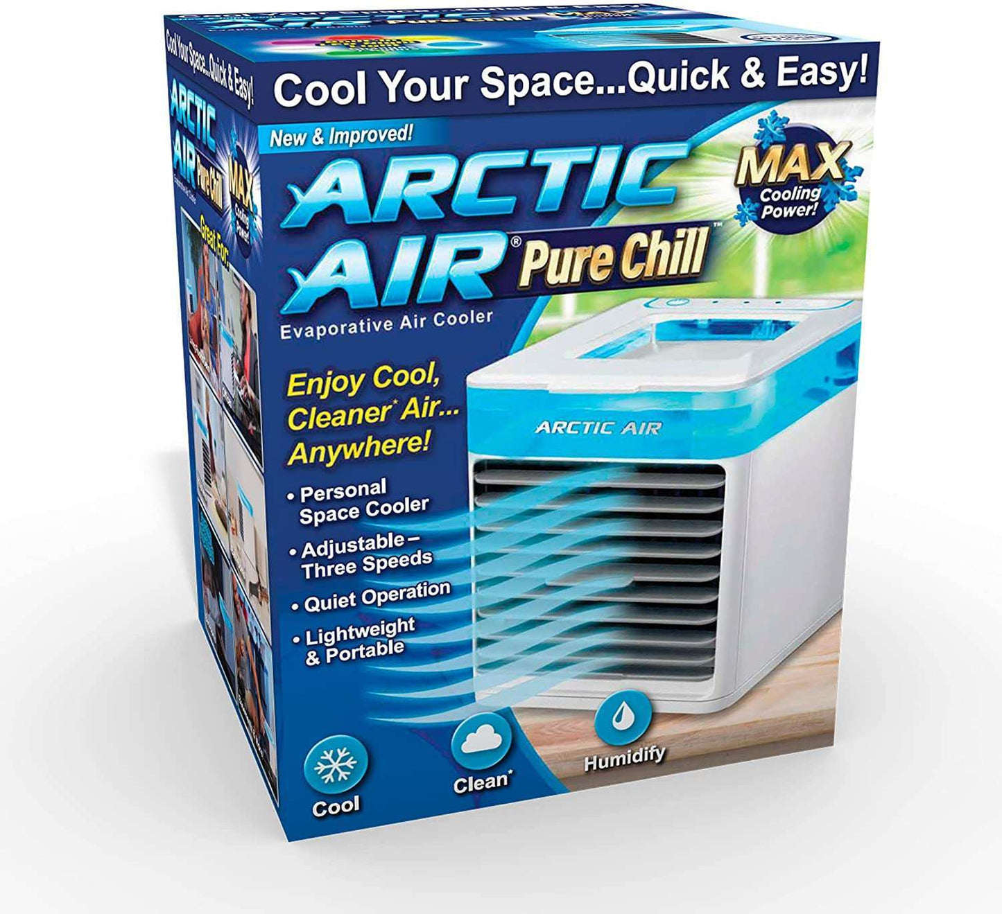 Arctic Air Ultra | 3 - in - 1 Mini USB Portable Air Cooler, Personal Evaporative AC with LED Night Light – Compact Air Conditioner for Home, Office & Travel - Flashkart Pakistan