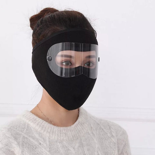 BLACK Windproof Winter Full Face Mask with Anti - Dust & Fog Goggles - Flashkart Pakistan
