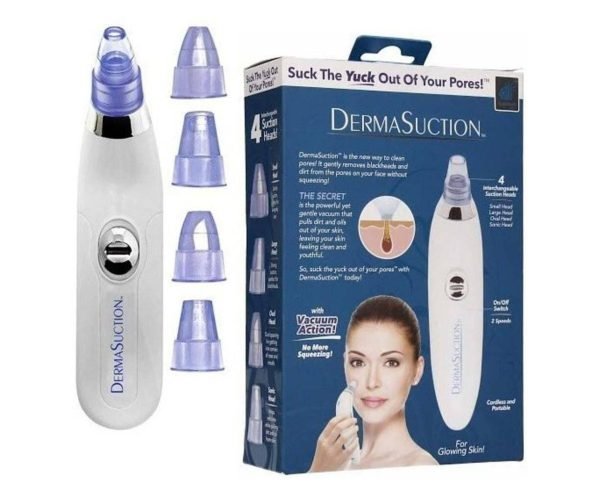Blackhead Removal Machine | Derma Suction 3 In 1 Black Head Remover Machine | Acne Pimple Pore Cleaner Vacuum Suction Tool - Flashkart Pakistan