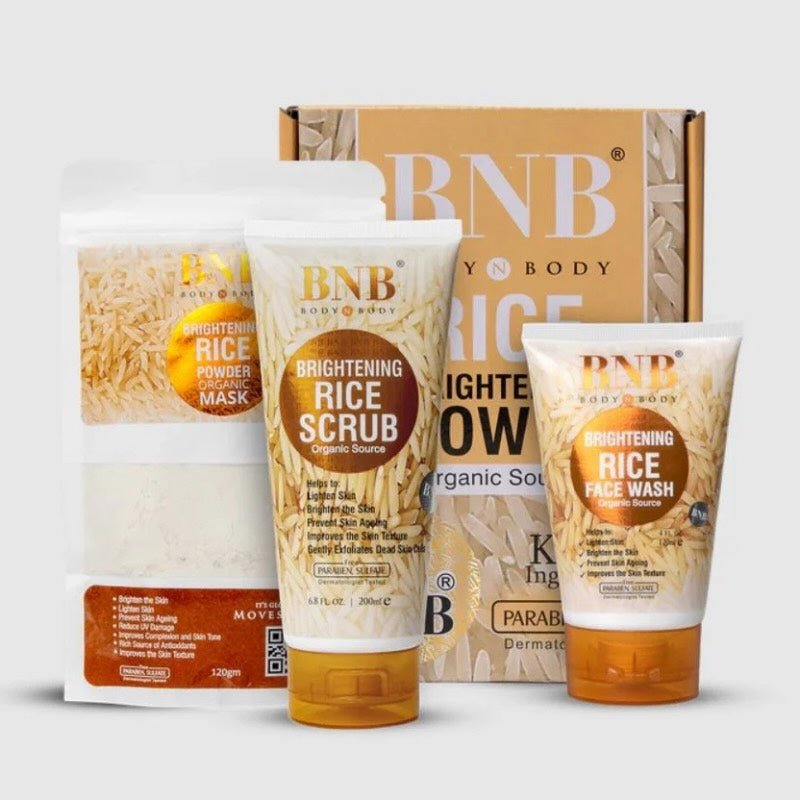 BNB Rice Extract Bright & Glow Kit – 3 in 1 Whitening, Brightening & Glow Facial for Girls and Women - Flashkart Pakistan