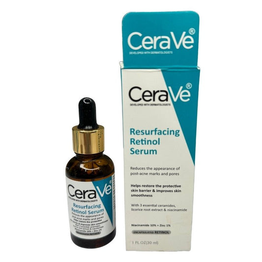 CeraVe Resurfacing Retinol Serum 30ml – For Post - Acne Marks | Niacinamide & Licorice Root | Brightening & Pore Minimizer - Flashkart Pakistan