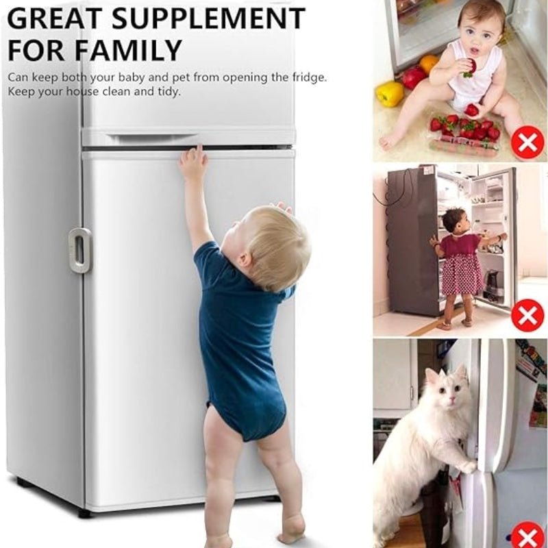 Child Safety Refrigerator Lock | Double Button | Baby Proof | White & Grey - Flashkart Pakistan