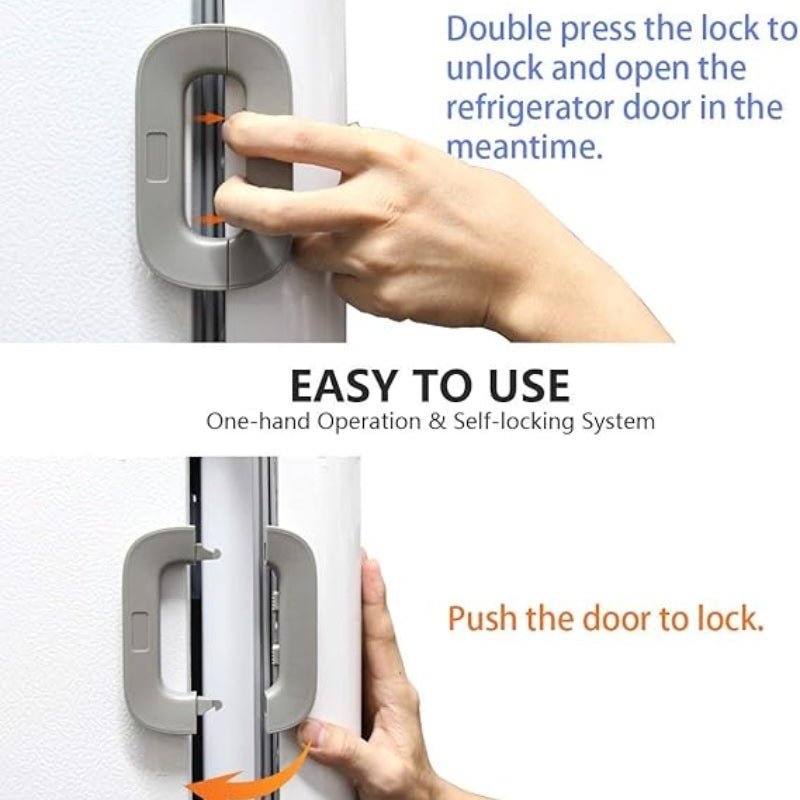 Child Safety Refrigerator Lock | Double Button | Baby Proof | White & Grey - Flashkart Pakistan