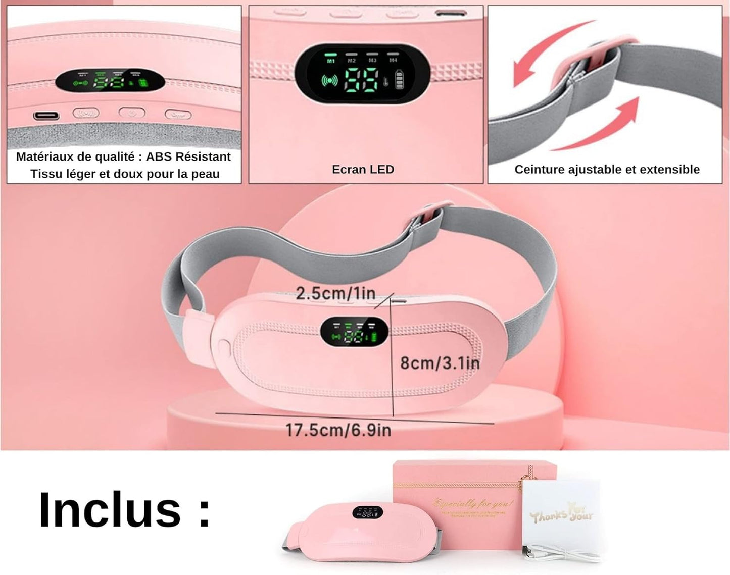Digital Period Heating Pad & Vibrating Belt | 3 Heat Levels, 4 Massage Modes – Fast Relief for Menstrual Cramps - Flashkart Pakistan