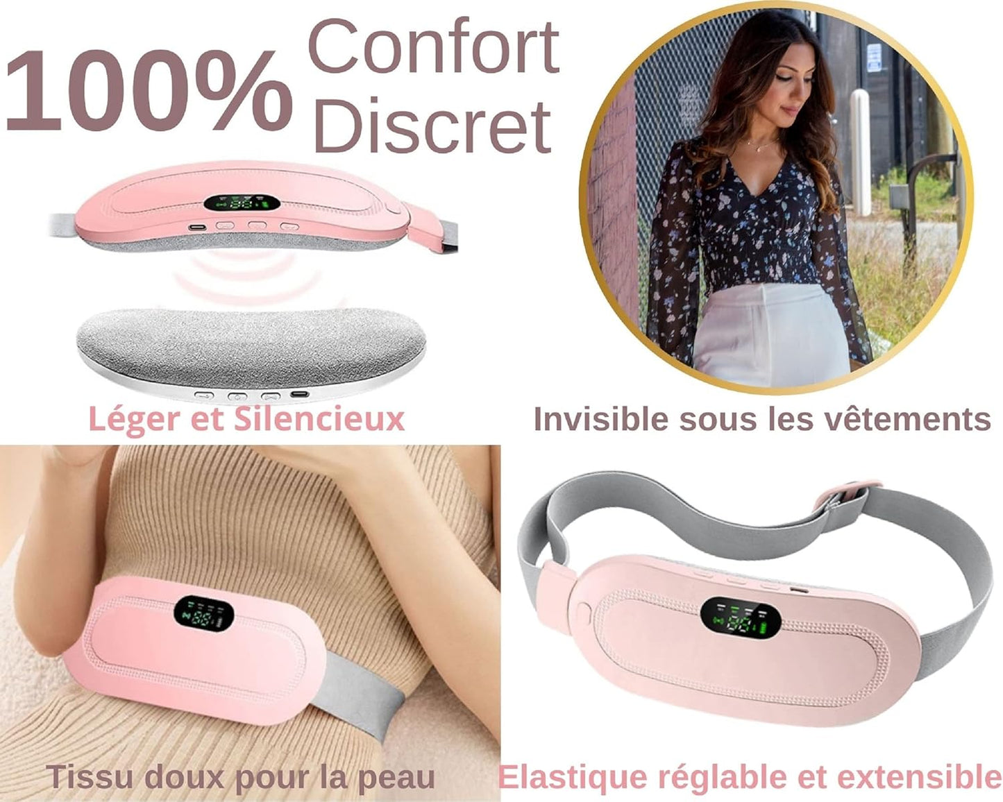 Digital Period Heating Pad & Vibrating Belt | 3 Heat Levels, 4 Massage Modes – Fast Relief for Menstrual Cramps - Flashkart Pakistan