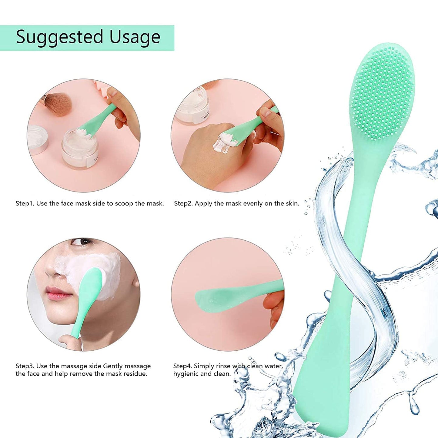 Double - Ended Silicone Face Mask & Cleansing Brush | Soft, Reusable Skin Care Applicator Tool (Pack of 2) - Flashkart Pakistan