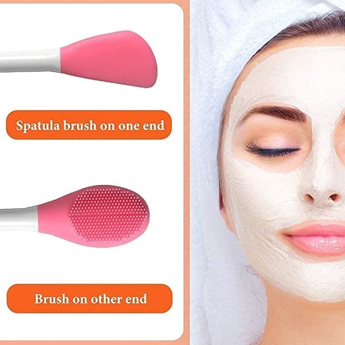 Double - Ended Silicone Face Mask & Cleansing Brush | Soft, Reusable Skin Care Applicator Tool (Pack of 2) - Flashkart Pakistan