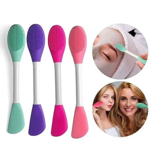 Double - Ended Silicone Face Mask & Cleansing Brush | Soft, Reusable Skin Care Applicator Tool (Pack of 2) - Flashkart Pakistan