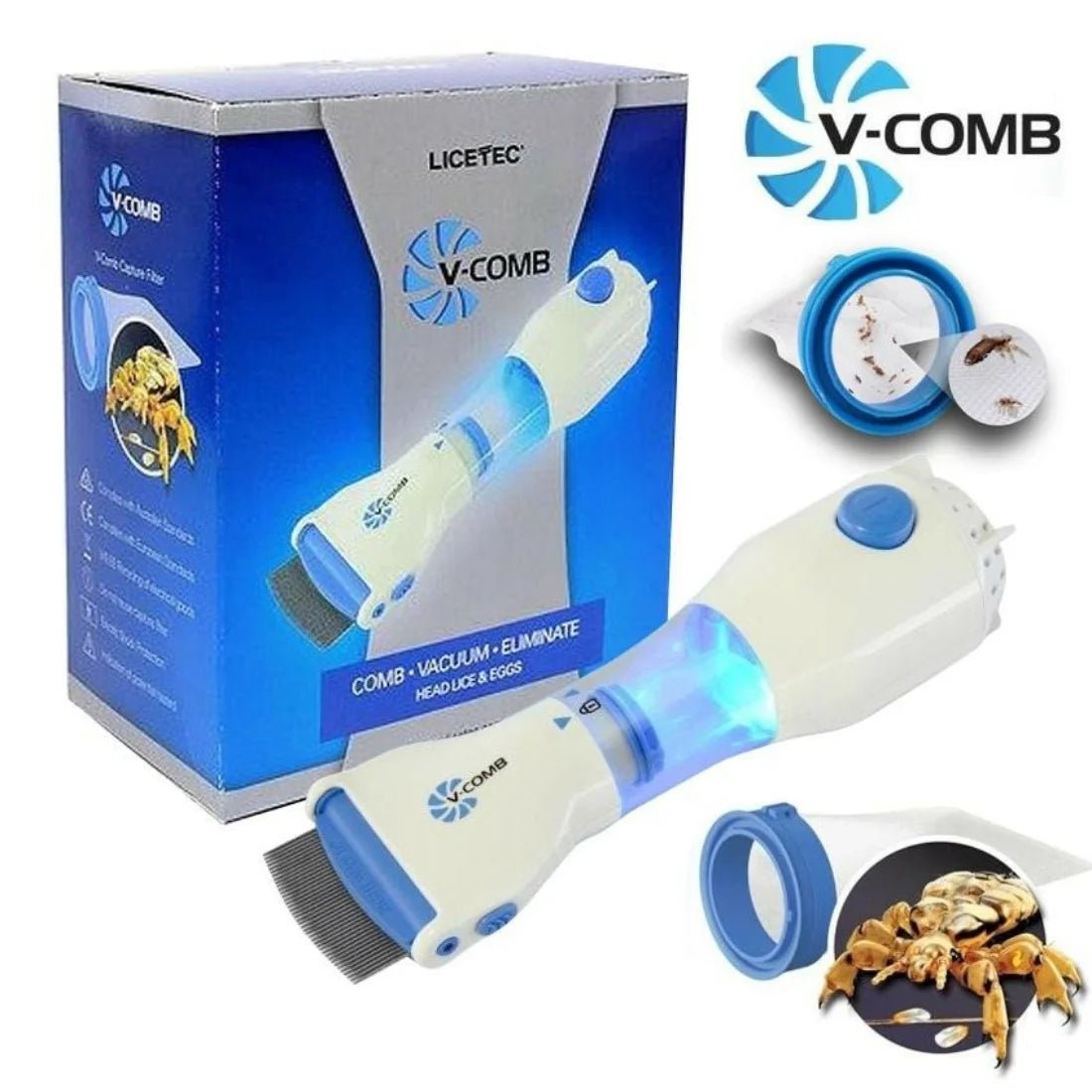 Electric V - Comb Anti Lice Machine | Chemical - Free | With Box & Filters - Flashkart Pakistan
