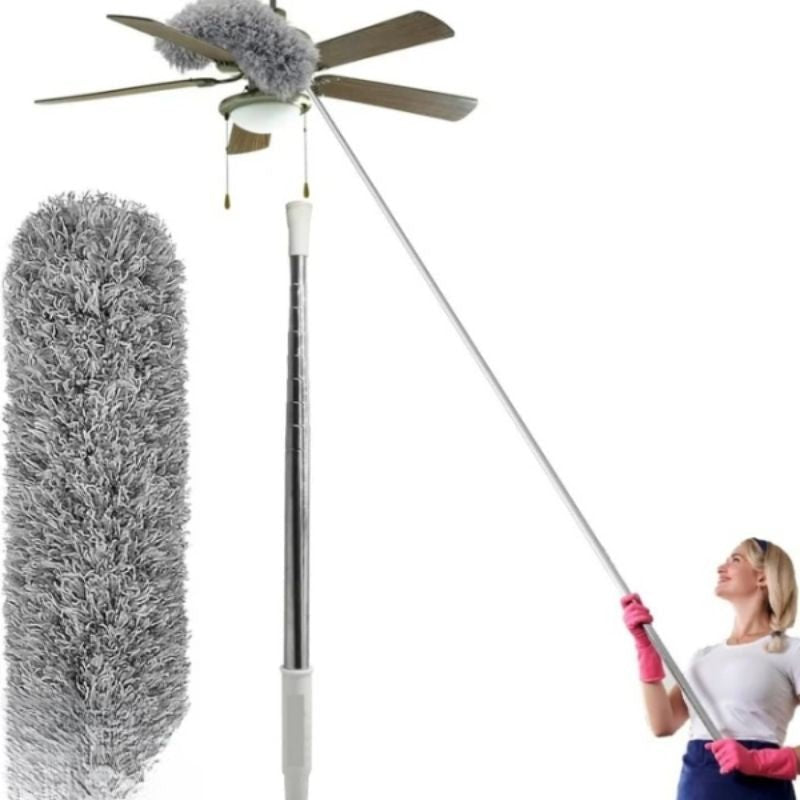 Extendable Microfiber Duster with Long Telescopic Handle | Long Reach, Bendable Head, Washable Fan & Ceiling Cleaner - Flashkart Pakistan