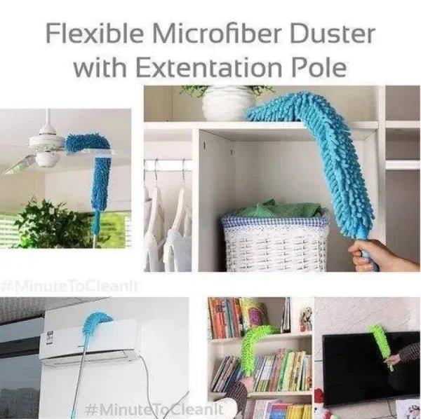 Flexible Micro - Fiber Duster With Telescopic Stainless Steel Handle for Fan Cleaning Specially - Flashkart Pakistan