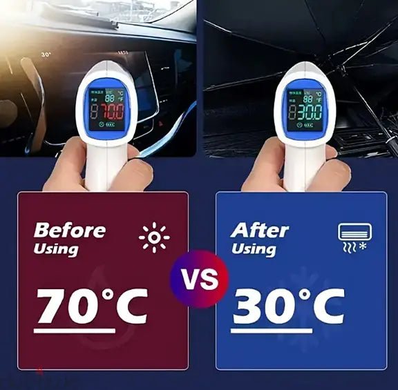Foldable Car Windshield Umbrella Sunshade | UV Protection + Heat Blocker for All Vehicles - Flashkart Pakistan