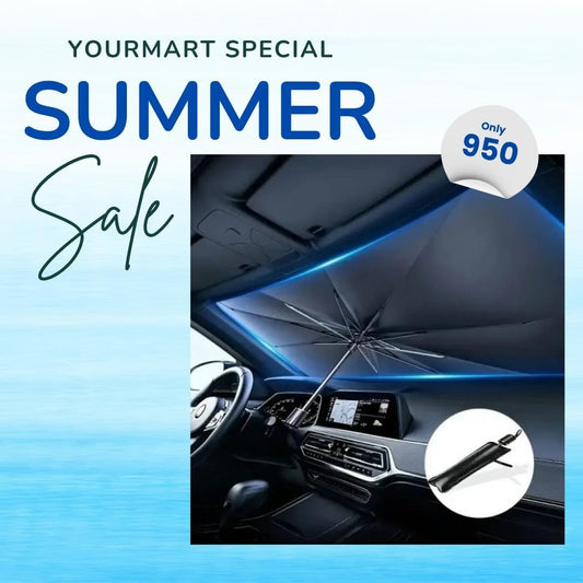 Foldable Car Windshield Umbrella Sunshade | UV Protection + Heat Blocker for All Vehicles - Flashkart Pakistan