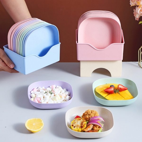 Food Grade Plastic Household Dining Plates | 10 pcs Multi - function Elliptical Spit Bone Plate Set - Flashkart Pakistan