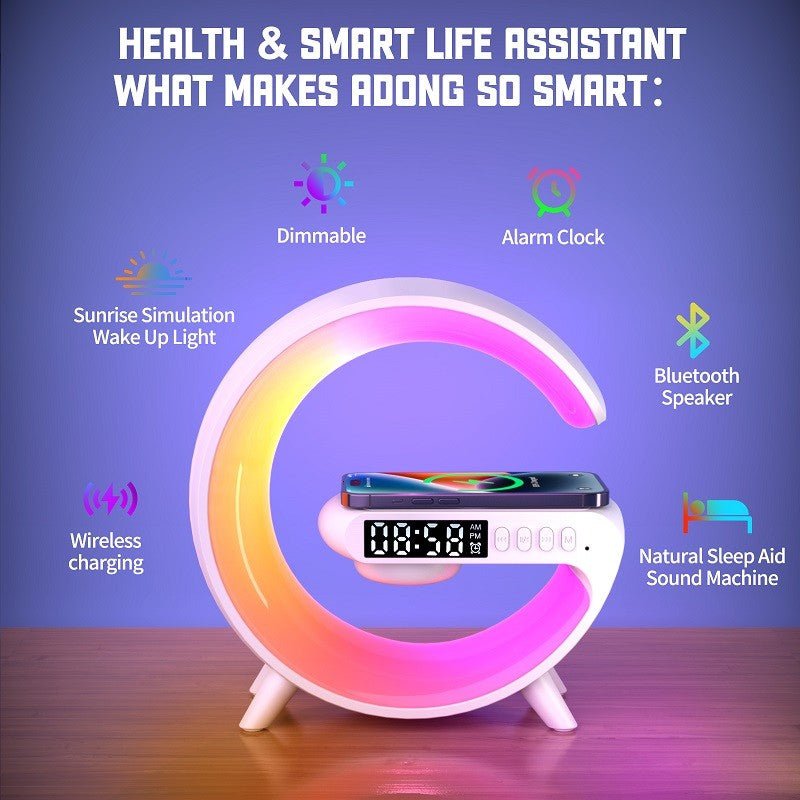 G63 Bluetooth Speaker Atmosphere Light Wireless Charger Bedside Music Wake - Up Light Bluetooth Sound Multiple Light Modes - Flashkart Pakistan