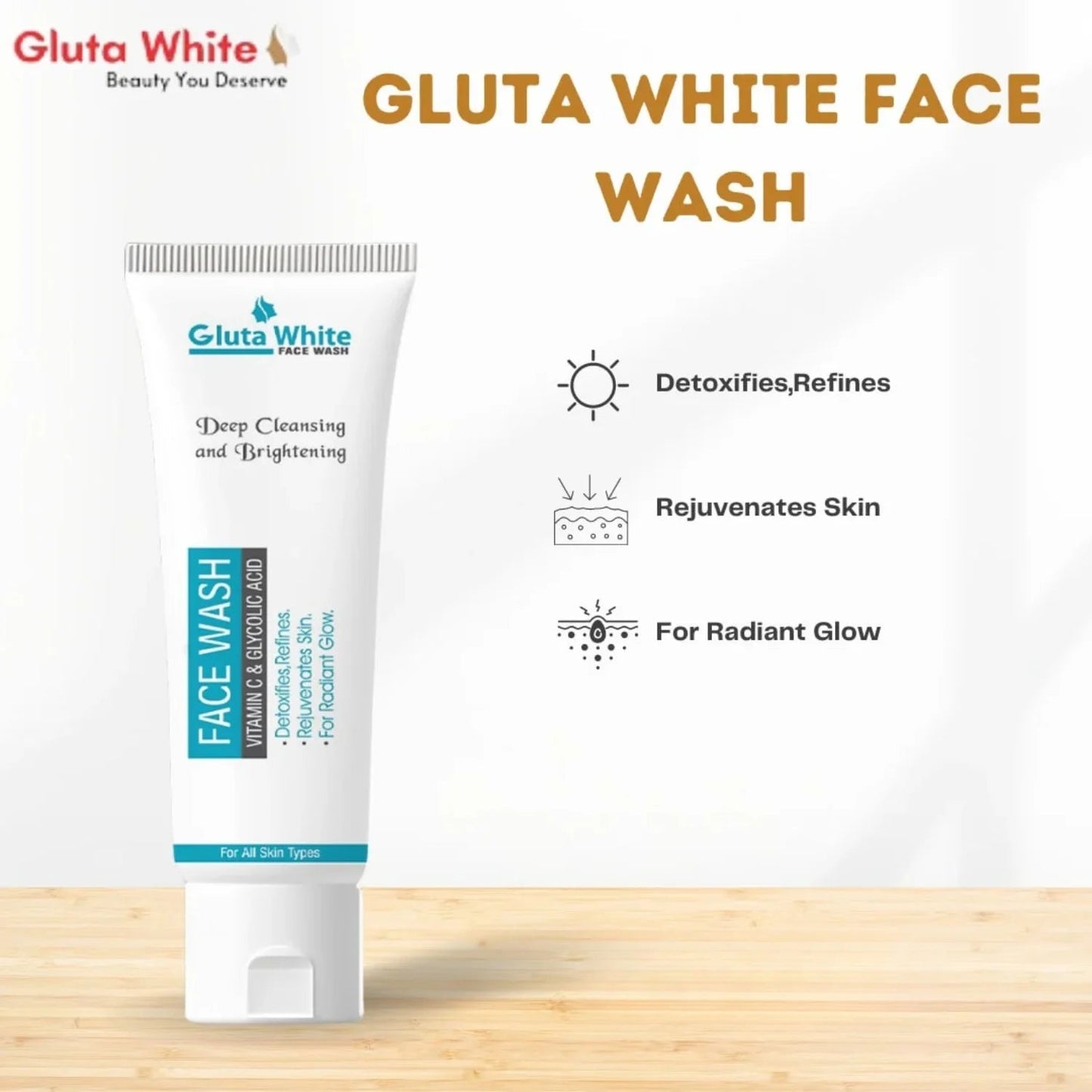 Gluta White Face Wash | Deep Cleansing | Brightening & Oil Control - Flashkart Pakistan