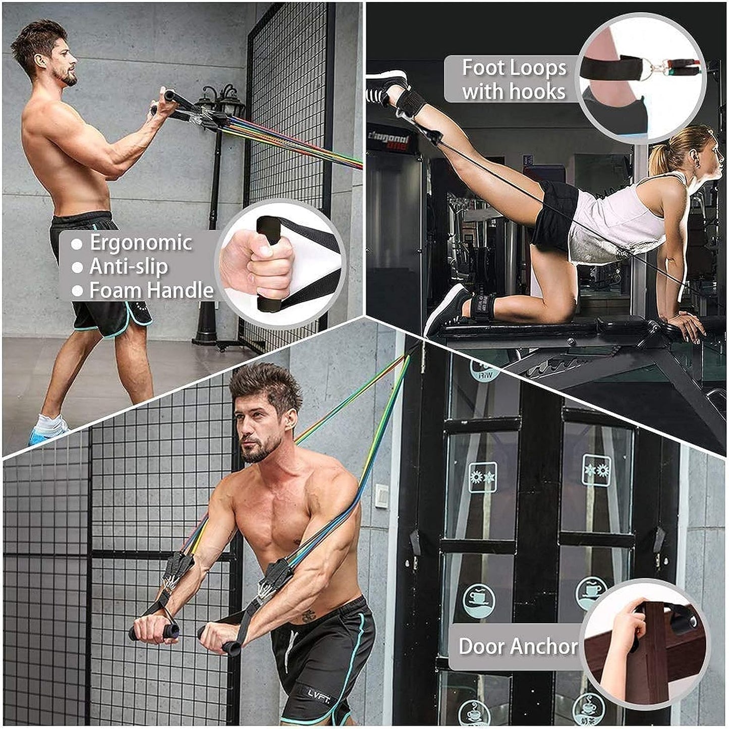 Gym Belt with Box | 5 - in - 1 Power Exercise Resistance Band Set – Adjustable Fitness Equipment for All - Flashkart Pakistan