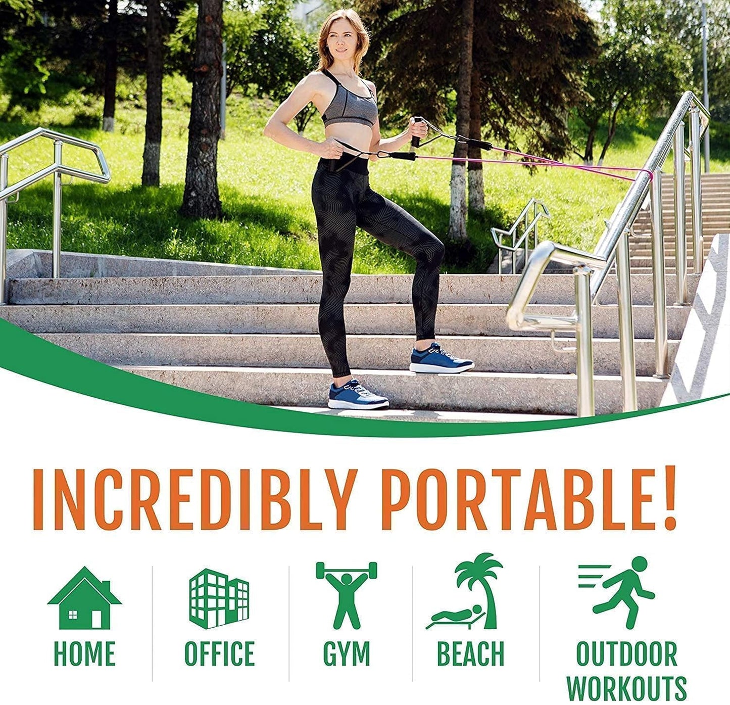 Gym Belt with Box | 5 - in - 1 Power Exercise Resistance Band Set – Adjustable Fitness Equipment for All - Flashkart Pakistan