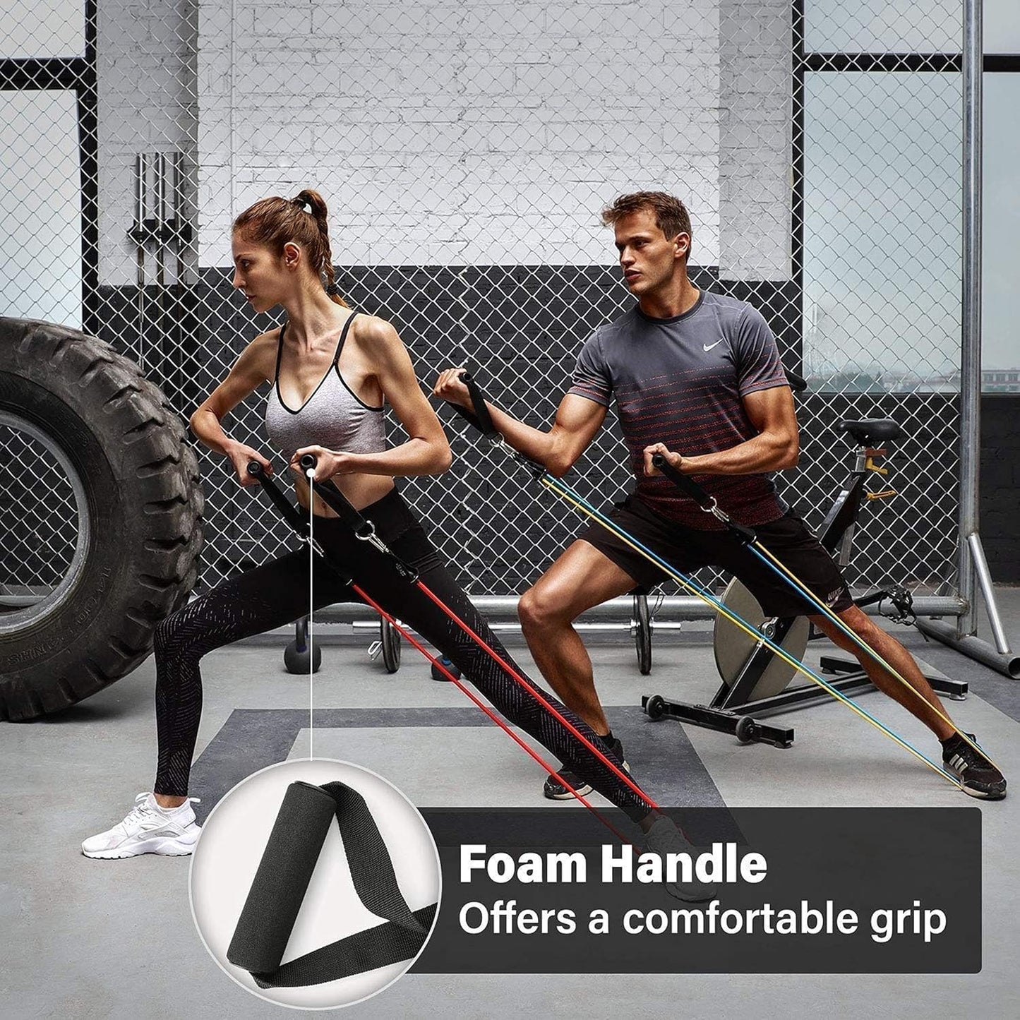 Gym Belt with Box | 5 - in - 1 Power Exercise Resistance Band Set – Adjustable Fitness Equipment for All - Flashkart Pakistan