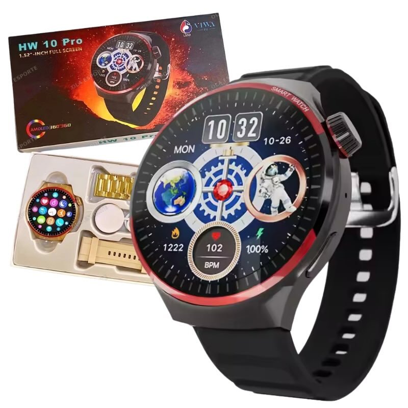 HW10 Pro Smartwatch | 1.52" AMOLED Display | Bluetooth Call | Fitness Tracker | Stylish Design - Flashkart Pakistan