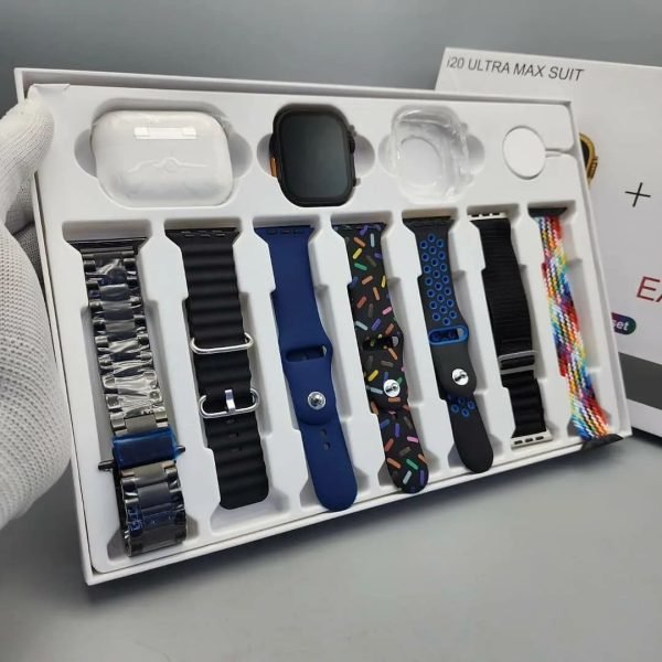 i20 Ultra Max Suit Smartwatch & Earbuds Combo – 10 - in - 1 Set with 7 Straps| Random - Flashkart Pakistan