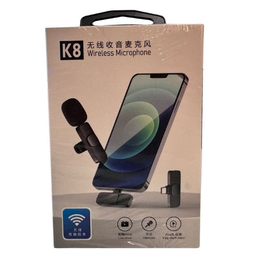 K8 Type - C Wireless Lavalier Microphone | Portable Noise - Cancelling Mic for Android, Vlogging, Live Streaming & More - Flashkart Pakistan