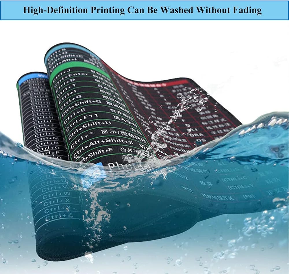 Large Excel Shortcut Keyboard & Mouse Pad & Table Mat (30×80cm) | Extended Non - Slip Desk Mat with Office Software Commands – Ideal for Work, Study & Gaming - Flashkart Pakistan