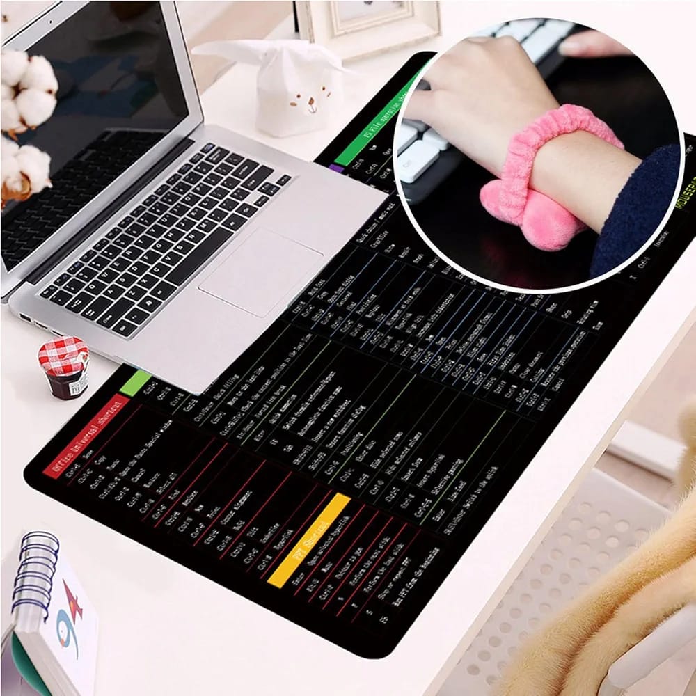 Large Excel Shortcut Keyboard & Mouse Pad & Table Mat (30×80cm) | Extended Non - Slip Desk Mat with Office Software Commands – Ideal for Work, Study & Gaming - Flashkart Pakistan