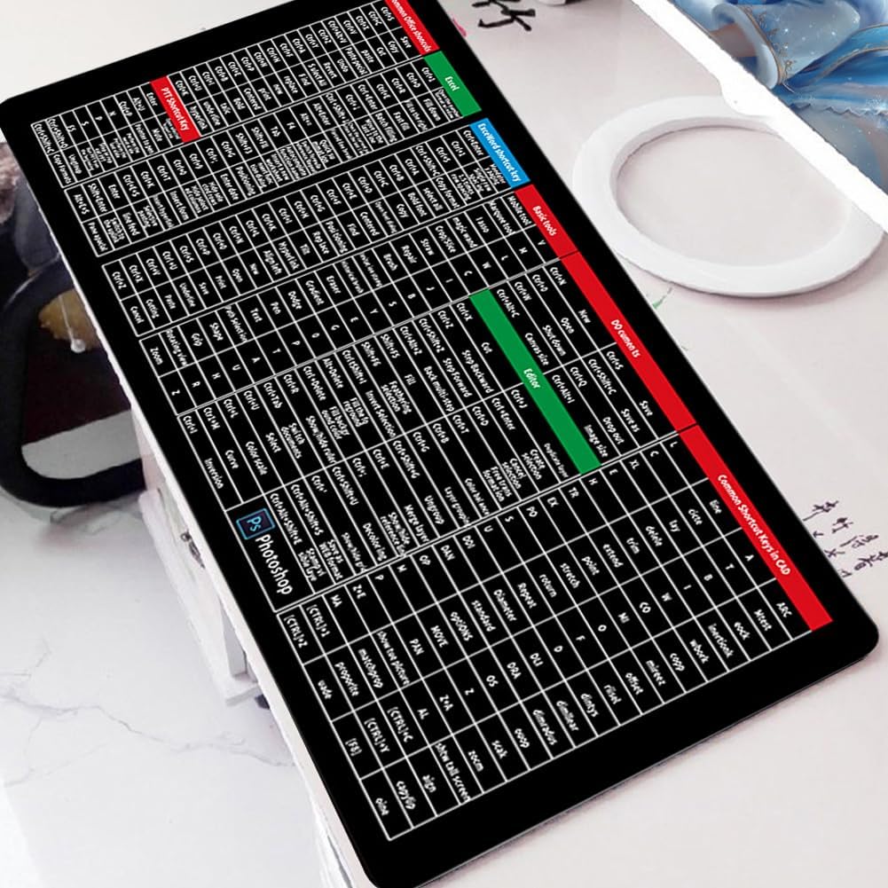 Large Excel Shortcut Keyboard & Mouse Pad & Table Mat (30×80cm) | Extended Non - Slip Desk Mat with Office Software Commands – Ideal for Work, Study & Gaming - Flashkart Pakistan