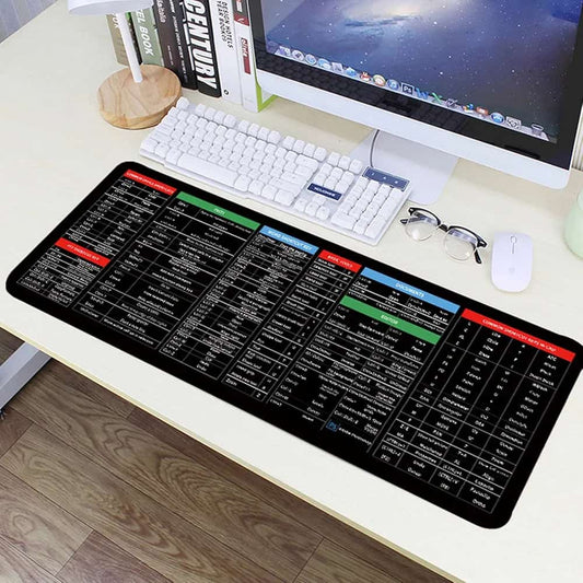 Large Excel Shortcut Keyboard & Mouse Pad & Table Mat (30×80cm) | Extended Non - Slip Desk Mat with Office Software Commands – Ideal for Work, Study & Gaming - Flashkart Pakistan