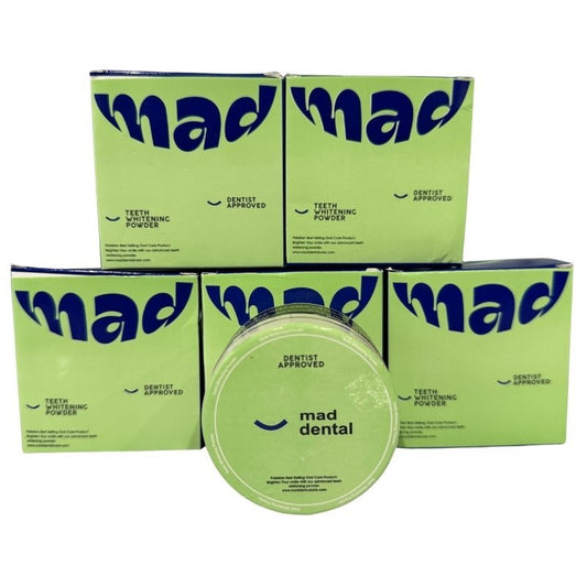 Mad Dental Care Teeth Whitening Powder – Dentist Approved | Natural Enamel - Safe Formula for Bright Smile - Flashkart Pakistan