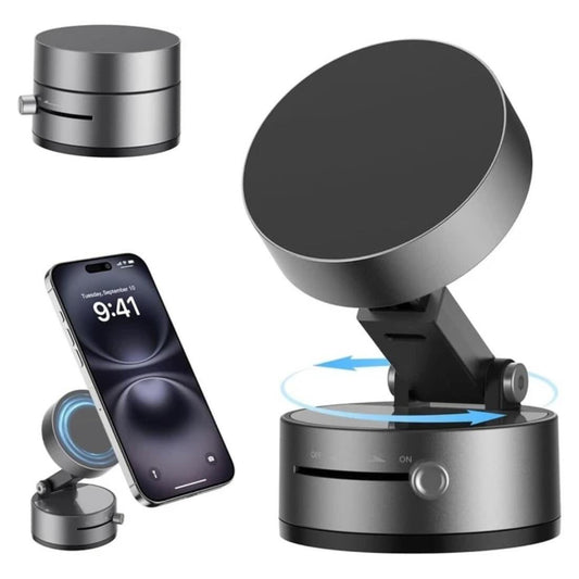 Magnetic Wireless Phone Holder with Vacuum Suction Cup | Foldable, Strong Magnetic Grip for Maximum Phone Security - Flashkart Pakistan