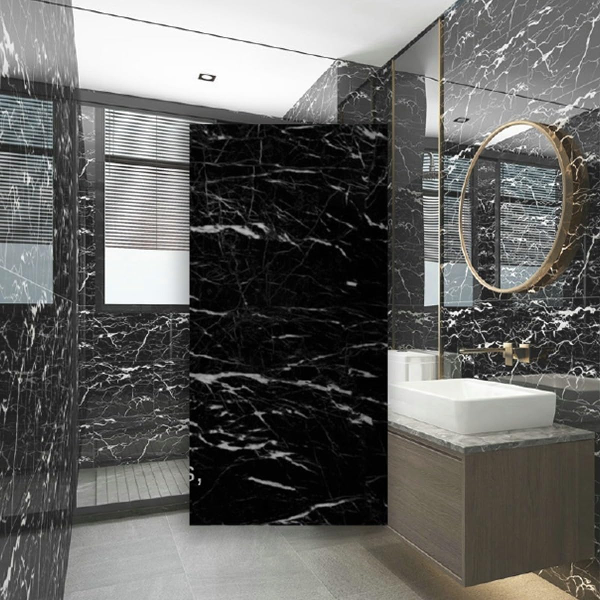 Marble Sheet Sticker | Black & White | 60 x 200 cm - Flashkart Pakistan