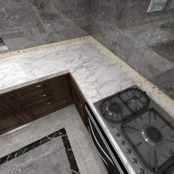Marble Sheet Sticker | White & Grey | 60 x 200 cm - Flashkart Pakistan