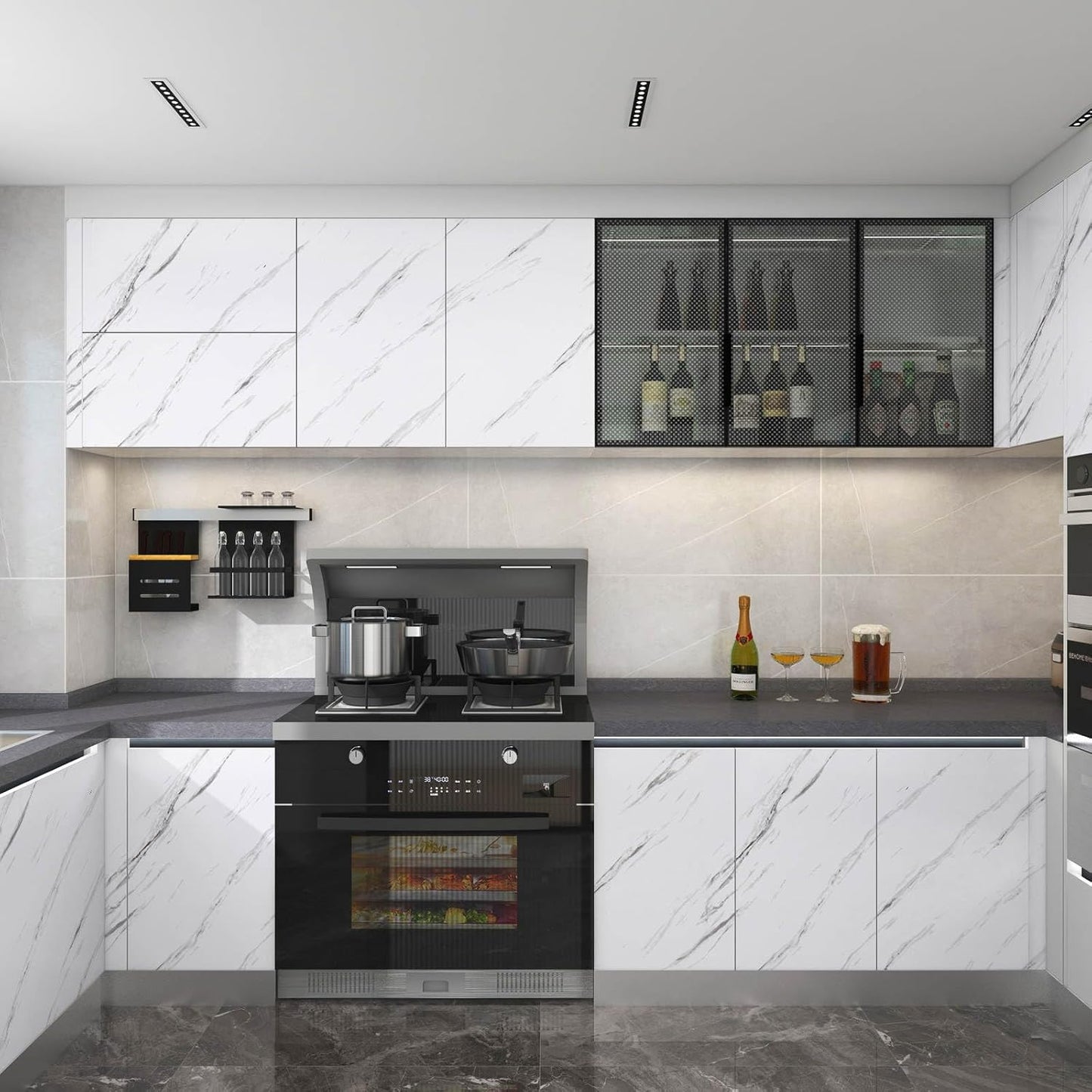 Marble Sheet Sticker | White & Grey | Best Quality | 60 x 200 cm - Flashkart Pakistan
