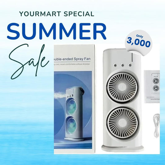Mini Double Head Mist Fan with LED Light & Humidifier | Portable Air Cooler for Home, Office & Travel - Flashkart Pakistan