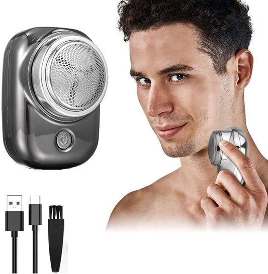 Mini Electric Razor for Men | – Portable USB Rechargeable Shaver | Compact Travel Beard Trimmer with One - Touch Use for Smooth Shaving at Home, Office| - Flashkart Pakistan