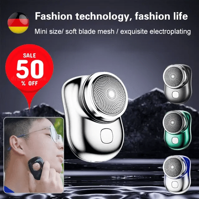 Mini Electric Razor for Men | – Portable USB Rechargeable Shaver | Compact Travel Beard Trimmer with One - Touch Use for Smooth Shaving at Home, Office| - Flashkart Pakistan