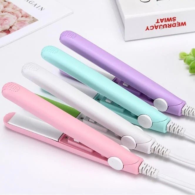 Mini Portable Ceramic Hair Straightener & Curler | Smooth, Silky, Frizz - Free Styling | Random Color - Flashkart Pakistan
