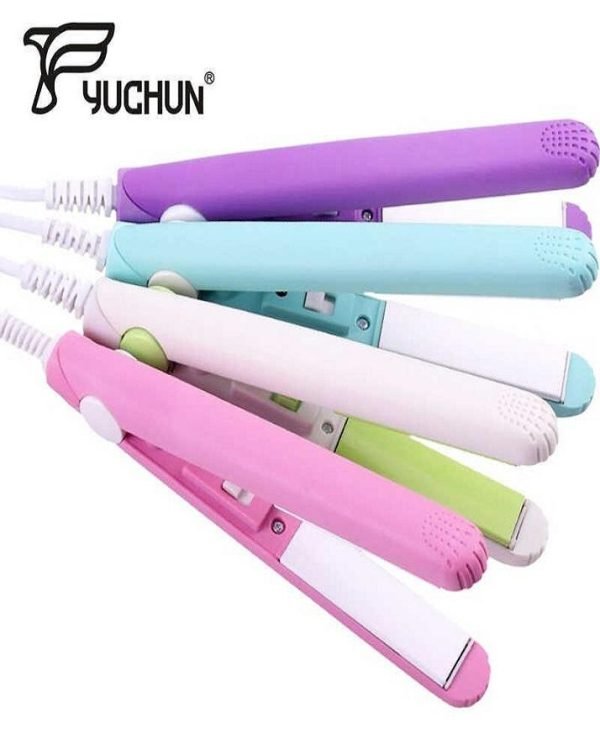 Mini Portable Ceramic Hair Straightener & Curler | Smooth, Silky, Frizz - Free Styling | Random Color - Flashkart Pakistan