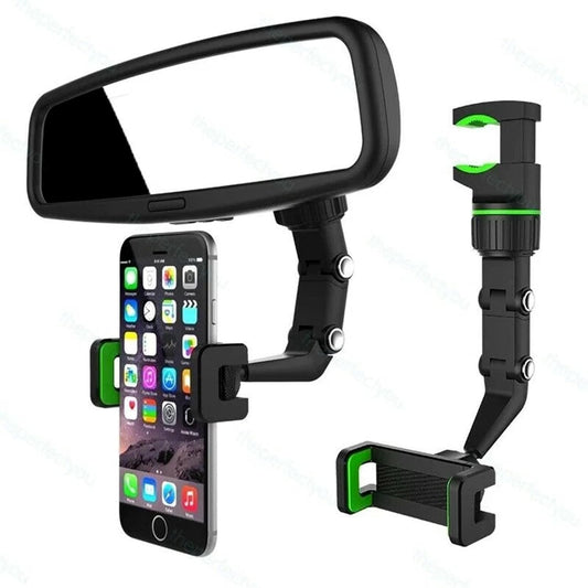Mobile Stand High Quality | 360° Universal Car Rearview Mirror Phone Holder | Secure & Adjustable Mount - Flashkart Pakistan